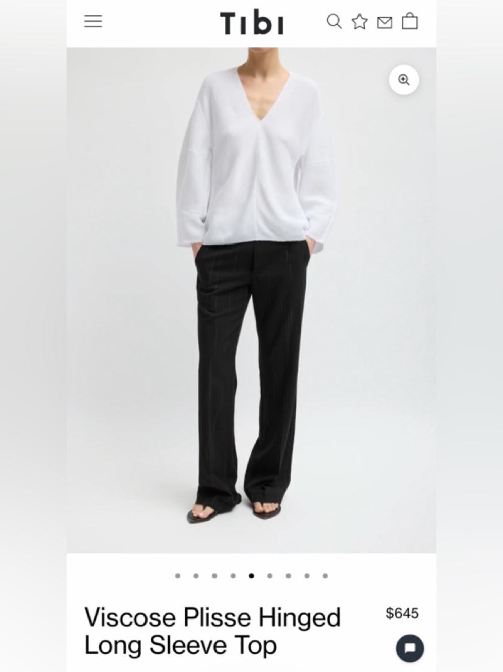 Tibi Viscose Plisse Hinged Long Sleeve Top